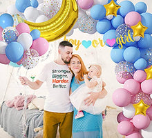 Load image into Gallery viewer, Gender Reveal Decorations - Pink and Blue Balloon Garland Arch Kit with 36''Gold Foil Moon&Stars Confetti Balloon Gender Reveal Banner for Gender Reveal Birthday Baby Shower Party Decorations Supplies