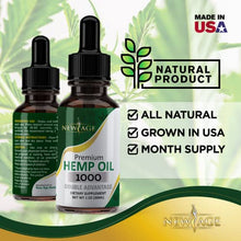 Load image into Gallery viewer, Hemp Oil - 4 Pack - 1000mg of Hemp - Grown & Made in USA - Natural Hemp Drops - by NewAge