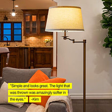 Load image into Gallery viewer, Brightech Caden Swing Arm LED Floor Lamp- Classic Lamp with Extending Arm - Diffusing Lamp Shade - Tall Industrial Uplight for Living Room, Family Room, Office or Bedroom - Bronze