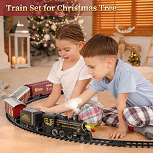 Load image into Gallery viewer, Train Set for Boys 4-7 w/ Smoke, Sounds & Light, Electric Classical Steam Engine Locomotive for Toddlers 2-4, Rechargeable Model Trains Kit Toys w/ Passenger Carriage for Kids Age 3-4