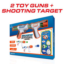 Load image into Gallery viewer, USA Toyz Astroshot Gemini Shooting Games for Kids - 2pk Soft Foam Ball Popper Toy Foam Blasters and Guns, 2-Player Toy Guns Set with Standing Shooting Target and 24 Soft Foam Balls