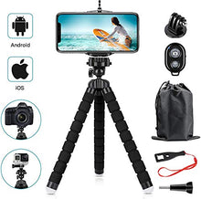 Load image into Gallery viewer, YeahWhee Phone Tripod, Flexible Cell Phone Selfie Stick Tripod Stand Camera Tripod Holder with Wireless Bluetooth Remote and Universal Clip for iPhone, Android Phone, Sports Camera GoPro