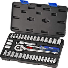 Load image into Gallery viewer, 40 Pieces - EPAuto 1/4-Inch & 3/8-Inch Drive Socket Set with 72 Tooth Reversible Ratchet