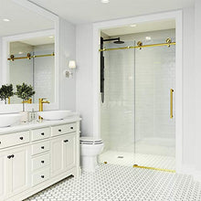 Load image into Gallery viewer, VIGO VG6044MGCL6076 2.75"L -60.0"W -76.0"H Elan Cass Aerodynamic Frameless Sliding Shower Door with Clear Tempered Glass and Stainless Steel Hardware in Matte Gold Finish with Reversible Handle