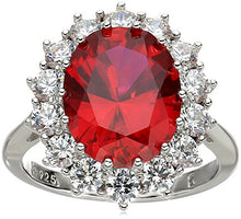 Load image into Gallery viewer, Platinum-Plated Sterling Silver Created Ruby with Swarovski Accent Ring, Size 8
