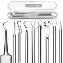 Load image into Gallery viewer, 5PCS Blackhead Remover Comedone Extractor, Curved Blackhead Tweezers Kit, Professional Stainless Pimple Acne Blemish Removal Tools Kit