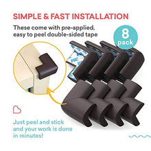 Load image into Gallery viewer, Soft Baby Proofing Corner Guards & Edge Protectors - Pre-Taped Table Corner Protector, Child Safety Furniture Bumper, Sharp Corner Cushions, 8 Pack, Brown