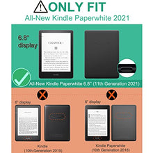 Load image into Gallery viewer, RSAquar New Kindle Paperwhite Case for 11th Generation eReader, 6.8” 2021 Edition, Premium PU Leather Cover with Auto Sleep Wake, Hand Strap, Card Slot, and Foldable Stand, Sky Blue