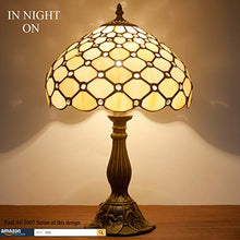 Load image into Gallery viewer, Tiffany Lamp Cream Stained Glass and Crystal Pearl Bead Style Table Lamps Height 18 Inch for Kids Room Living Room Bedroom Antique Desk Dresser Beside Coffee Table Bookcase S005 WERFACTORY