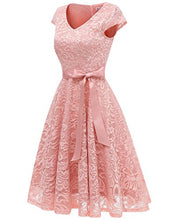 Load image into Gallery viewer, BeryLove Women's Floral Lace Short Bridesmaid Dress Cap Sleeve Cocktail Party Dress BLP7006RoyalBlueM