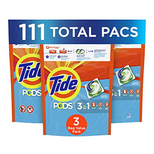 Load image into Gallery viewer, Tide PODS Liquid Laundry Detergent Pacs, Clean Breeze, 3 Bag Value Pack, 111 Count, HE Compatible