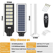 Load image into Gallery viewer, 500W Solar Street Light Outdoor Motion Sensor, 1000LED IP66 Waterproof Solar Security Flood Lights with Remote Control, Dusk to Dawn Solar LED Light Lamp for Garden,Yard,Basketball Court,Parking Lot
