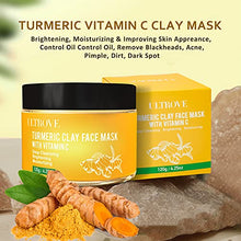 Load image into Gallery viewer, Turmeric Vitamin C Clay Facial Mask, Turmeric Mud Mask for Deep Cleansing Pores, Removing Blackheads, Dirt, Oil, Turmeric Detoxifying Mask with Soft Brush (4.25oz) (01.Mask)