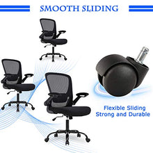 Load image into Gallery viewer, Office Chair Ergonomic Desk Chair Mesh Computer Chair Swivel Rolling Mid Back Task Chair with Lumbar Support Flip-up Arms Massage Adjustable Chair for Women Adults(Black)