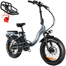 Load image into Gallery viewer, GESHENG 750W Folding Electric Bike Adults【Upgraded LG Battery】 48V 15AH Fat Tire Ebike 31MPH, 20" x4.0"Step-Thru Electric Bicycle S5 for Men & Women All Terrain Riding, Front Carrier As Gift