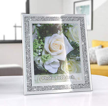 Load image into Gallery viewer, Crushed Diamond Wedding Mirror Photo Frame, Crystal Silver Glass Picture Frame For Photograph Size 8x10 inch, Pack of 2 Pieces, table top Stand frame & Wall Frame. Bling Sparkle Crushed Diamond Home Decor.