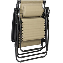 Load image into Gallery viewer, Best Choice Products Folding Steel Mesh Zero Gravity Recliner Lounge Chair w/Adjustable Canopy Shade and Cup Holder Accessory Tray, Beige