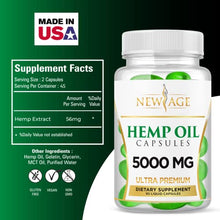 Load image into Gallery viewer, Hemp Oil Capsules Pills - 2 Pack - 5000 Hemp Oil Capsules - Made in The USA - Maximum Value - Rich in Omega 3,6,& 9