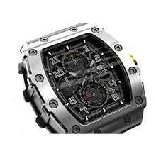 Load image into Gallery viewer, TSAR BOMBA Luxury Mens Watches Square Analog 50M Waterproof Tonneau Chronograph Replica Unique Cool Sport Watch for Men Premium Menās Silver Wrist Watch Quartz Stylish Design with Silicone Strap
