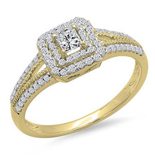 Load image into Gallery viewer, Dazzlingrock Collection 0.50 Carat (ctw) 14K Princess & Round Cut Diamond Halo Engagement Ring 1/2 CT, Yellow Gold, Size 6