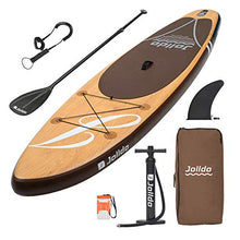 Load image into Gallery viewer, jolldo Inflatable Stand Up Paddle Board 10'6'×31"×6" Ultra-Light SUP Non-Slip Deck w Paddle, Pump, Backpack, Leash, Waterproof Case, Repair kit, Wood