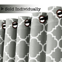 Load image into Gallery viewer, H.VERSAILTEX Extra Wide Blackout Curtain 100x84 Inches Thermal Insulated Curtain for Sliding Glass Door -Grommet Top Patio Door Curtain - Moroccan Tile Quatrefoil Pattern, Dove and White