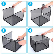 Load image into Gallery viewer, Hanging File Folder Organizer, Mesh Metal File Organizer Box Office Filing Crate Folder Holder Storage Box, Letter Size, Black