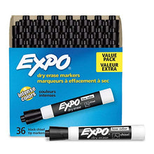 Load image into Gallery viewer, Expo Low Odor Dry Erase Marker, Chisel Tip Markers, Whiteboard Markers, Black, 36 Count