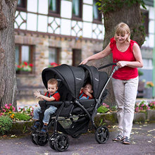 Load image into Gallery viewer, BABY JOY Double Baby Stroller, Foldable Double Seat Tandem Stroller with Adjustable Backrest, Push Handle and Footrest, Lockable Wheels, 5 Points Safety Belts (Black)