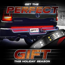 Load image into Gallery viewer, OPT7 60" Tailgate Light Bar LED Double Strips, Brake Light for Truck, Red Brake Light, Red Turn Signals Light, White Reverse Light, Compatible w/Ram, Silverado, Dodge, Chevy, Toyota, GMC, Ford, Honda