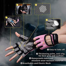 Load image into Gallery viewer, KANSOON Workout Gloves, Knuckle Weight Lifting Shorty Fingerless Gloves with Curved Open Back, for Powerlifting, Gym, Crossfit, Women and Men (Pink, Small)