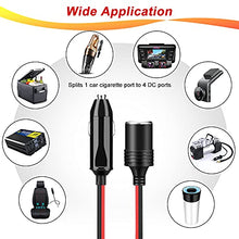Load image into Gallery viewer, Electop 1 to 4 Car Cigarette Lighter Splitter Adapter Power Charger Port, 12V 24V Plug Socket Adapter 4-Way Splitter, 12 inch Cigarette Lighter Extension Cord Cable 18AWG with 20A Fuse