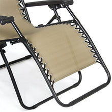Load image into Gallery viewer, Best Choice Products Folding Steel Mesh Zero Gravity Recliner Lounge Chair w/Adjustable Canopy Shade and Cup Holder Accessory Tray, Beige