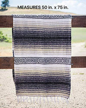 Load image into Gallery viewer, Mexican Blanket | Falsa Blanket | Authentic Hand Woven Blanket, Serape, Yoga Blanket | Perfect Beach Blanket, Navajo Blanket, Camping Blanket, Picnic Blanket, Saddle Blanket, Car Blanket (Sand)