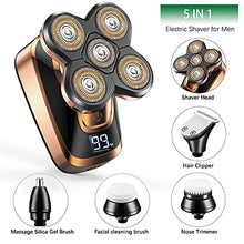 Load image into Gallery viewer, Head Shavers for Bald Men, CHLANT Bald Head Shavers for Men Cordless Rechargeable,Electric Shavers Wet&Dry Waterproof 5 in 1 Rotary Shaver Electric Razor Grooming Kits with Hair Clippers Beard Trimmer