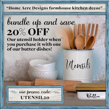 Load image into Gallery viewer, Home Acre Designs Butter Dish with Lid for Countertop - Unbreakable Metal Container & Covered Mess-Free Butter Keeper - Large Vintage Farmhouse Style Dishes