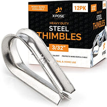 Load image into Gallery viewer, 12 Pk Stainless Steel Thimbles for Wire Rope - 3/32 Inch - Marine Rigging, Sailing, Boat Anchor, Fishing, Railing, DIY, Hobby, Commercial, Industrial Applications - by Xpose Safety