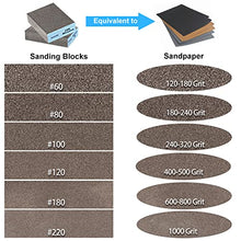 Load image into Gallery viewer, Onarway Sanding Sponges 10 Pack Wet and Dry Dual-use, Coarse and Fine Sanding Blocks - 60/80/100/120/180/220 Grits 6 Different Specifications, Washable and Reusable, Ideal for Wood Metal Polishing