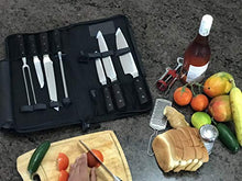 Load image into Gallery viewer, Chef’s Leather Knife Carrier bag, Portable Knife Culinary Case Bag with 9 Knife Holder Slots and Zipper Pouch for Small Kitchen Tools, Knife Roll Case Secure Each Universal Knife, Chef Knife Bag