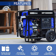 Load image into Gallery viewer, DuroMax XP15000EH Dual Fuel Portable Generator-15000 Watt Gas or Propane Powered Electric Start-Home Back Up & RV Ready, 50 State Approved, Blue and Black