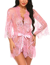 Load image into Gallery viewer, Avidlove Women's Plus Size Lingerie Lace Kimono Robe Babydoll Chemise Sleepwear (4XL, Pink)