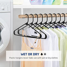 Load image into Gallery viewer, Black Standard Plastic Hangers (50 Pack) Durable Tubular Shirt Hanger Ideal for Laundry & Everyday Use, Slim & Space Saving, Heavy Duty Clothes Hanger for Coats, Pants, Dress, Etc. Hangs up to 5.5 lbs