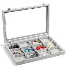 Load image into Gallery viewer, Wuligirl Ice Velvet Clear Lid 12 Grid Jewelry Organizer Box Tray Display Case Storage Bracelets Rings Earrings(12 Grid)