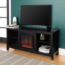 Load image into Gallery viewer, Walker Edison Wood 58" Fireplace Console | Flat-panel TV's up to 64" | 4 Storage Shelves | Black