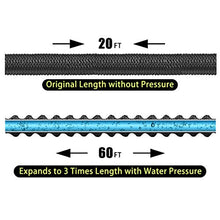 Load image into Gallery viewer, Sunflora 50 ft Expandable Garden Hose Bonus 10 feet with Solid Brass Fittings and 9 Patterns Spray Nozzle, Flexible No Kink Water Hoses for Lawn Total 60 Feet