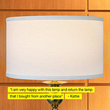 Load image into Gallery viewer, Brightech Riley - Free Standing Boho Floor Lamp - Tall Pole Light for Living Room Or Bedroom- Mid Century, Modern Upright Light with Drum Shade - With LED Bulb - Gold aka Antique Brass