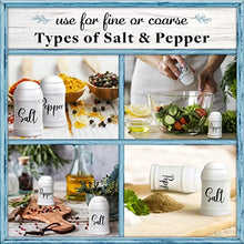 Load image into Gallery viewer, Home Acre Designs Salt and Pepper Shakers set Farmhouse Kitchen Decor Ceramic Salt Shaker -White Salt and Pepper Shaker - Wedding Registry Ideas Gifts Rustic Salt and Pepper Set Holder Table Decor