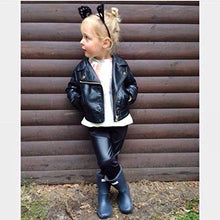 Load image into Gallery viewer, CM C&M WODRO Toddler Boys Girls Motorcycle Faux Leather Jackets Coat Winter Outwear for 1-6Y (Black, 12-18M)