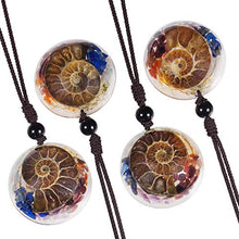 Load image into Gallery viewer, Nupuyai Ammonite Fossil Stone Pendant Necklace for Women Men, Snail Chakra Crystal Jewelry Adjustable Braided Cord 18"-30"