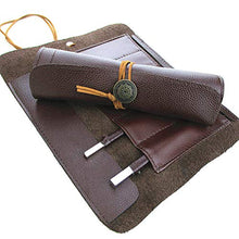 Load image into Gallery viewer, Cabilock Durable 2 Pcs Seal Cutting Tools Knives Roll Up Bag Carving Pocket Knives Leather Bag Multi-Pockets Storage Organizer (Brown)
